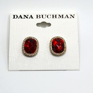 Dana Buchman Red Garnet Gold Silver Earrings NWT